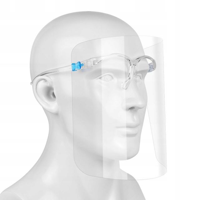 Visir/ansiktskjerm i plast, briller, CE merket